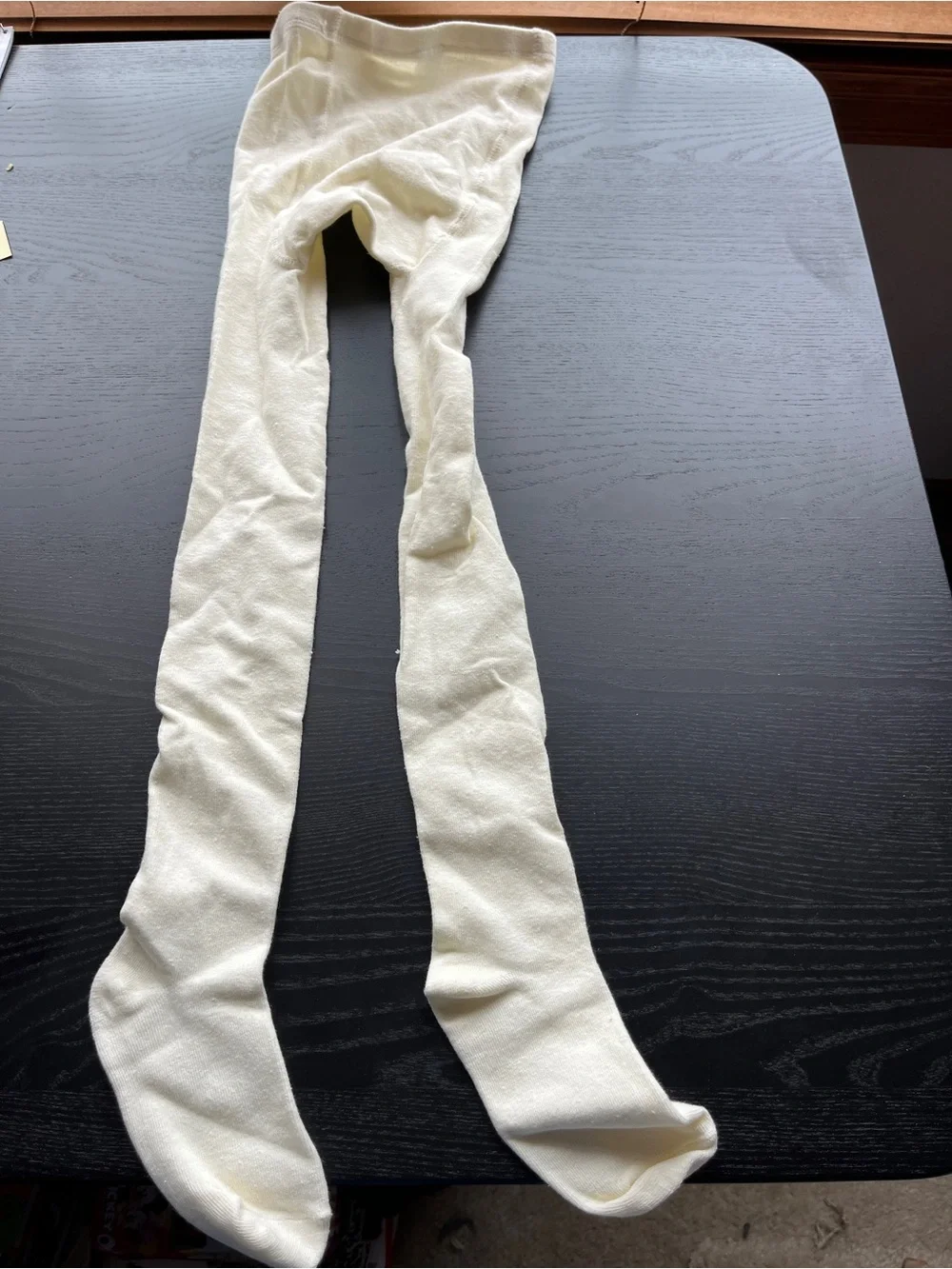 Cream Knit Tights Leggings Stockings Size 12-14 Off White